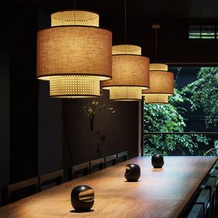 竹编仿古中古风餐厅餐馆吊灯餐饮店火锅店酒店茶楼民宿中国风灯笼