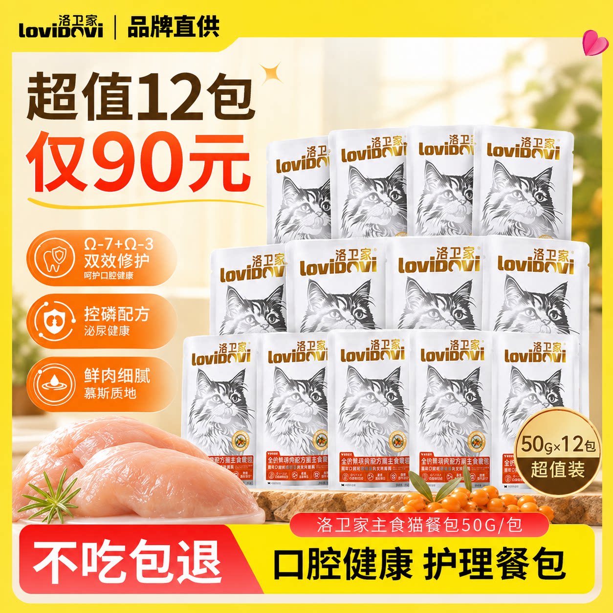 lovidovi洛卫家口腔护理主食餐包口炎口臭幼猫老年口气猫慕斯湿粮