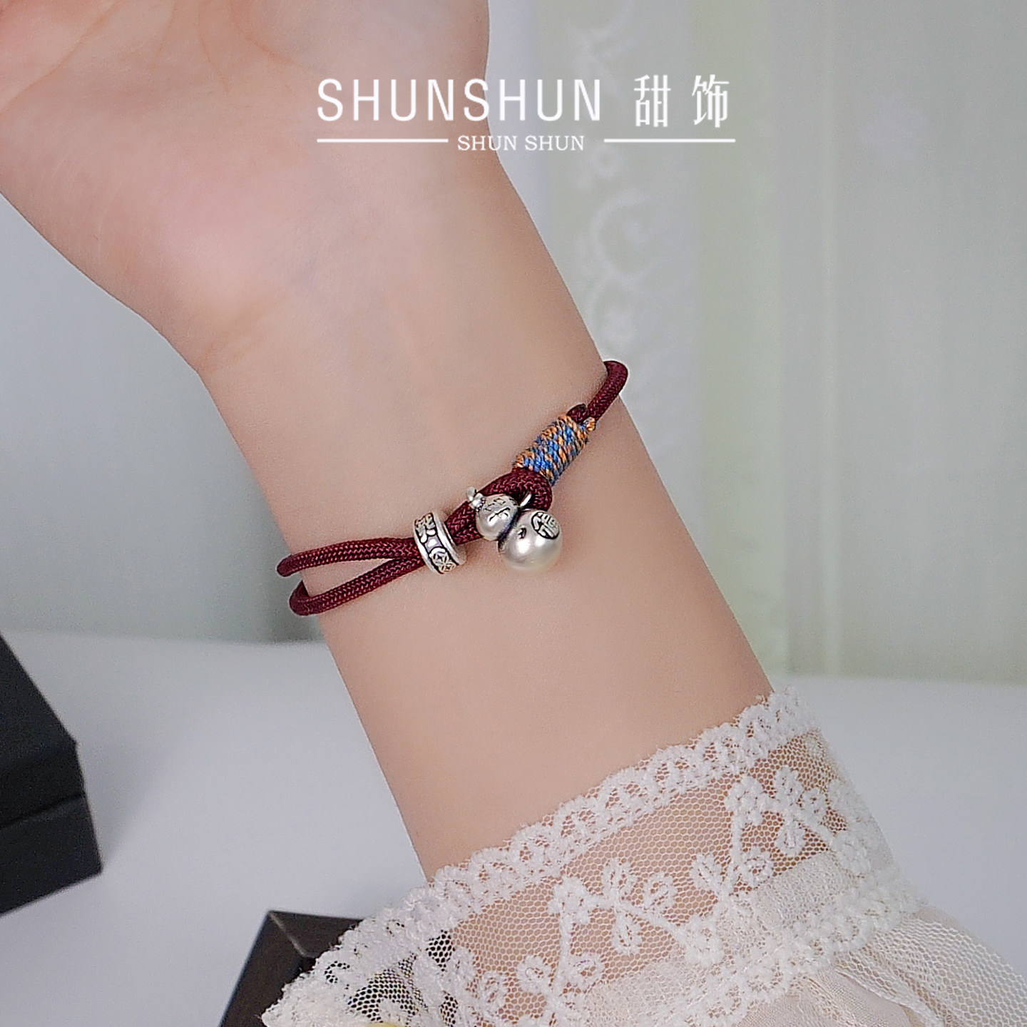 S999足银葫芦手绳手链女手工编织新中式国风本命年复古红绳手环饰,饰品/流行首饰/时尚饰品新,手链,淘宝优惠券,粉丝福利购,淘宝优惠卷