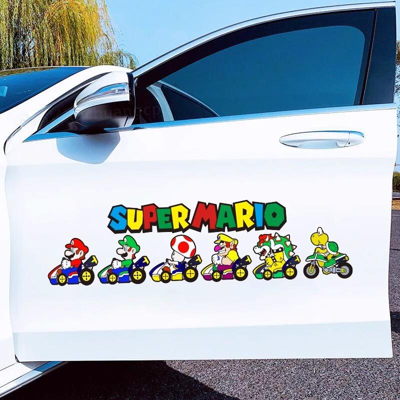超级玛丽马里奥创意可爱游戏汽车贴纸摩托车电动车划痕遮挡车贴
