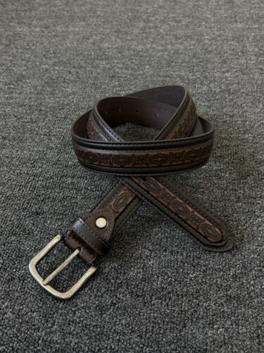 DFDG中古图腾花Vintage细款针扣阿美咔叽腰带小众设计民族风腰带