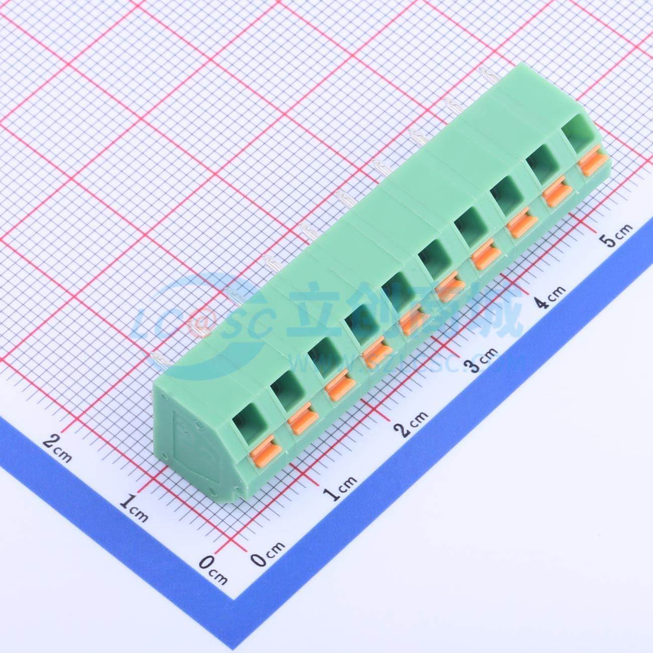 5只起 弹簧式接线端子 KF250NH-5.08-10P 插件P=5.08mm 1x10P 10P