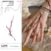 国风粉梅彩色纹身贴纸女可爱风tattoo防水持久遮疤锁骨手指高级感