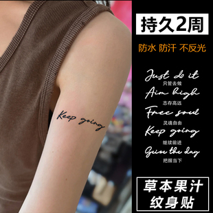 英文语录 草本纹身贴纸女男防水持久遮疤腿部锁骨手臂手指高级感