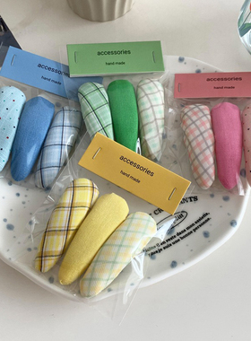 3个装 格子糖果色面包海绵发夹少女BB夹侧边夹刘海夹子发卡发饰品