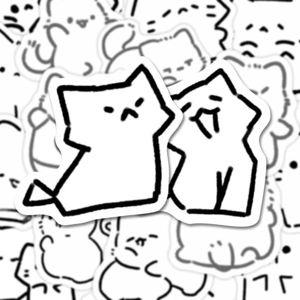 142张小猫简笔画贴纸治愈风可爱