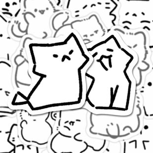 ins线条小猫简笔画贴纸治愈风可爱萌宠猫咪手账diy装饰笔记本粘贴