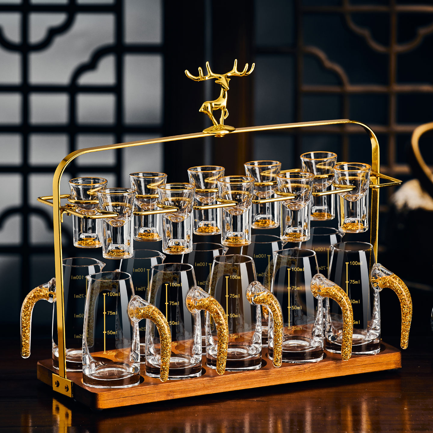 2025新款水晶金箔白酒杯套装