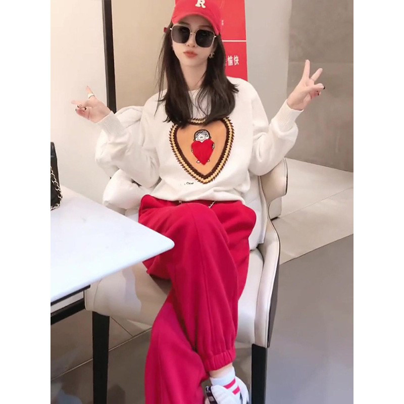 炸街时尚套装港风女2023春季新款休闲运动时髦减龄卫衣长裤两件套