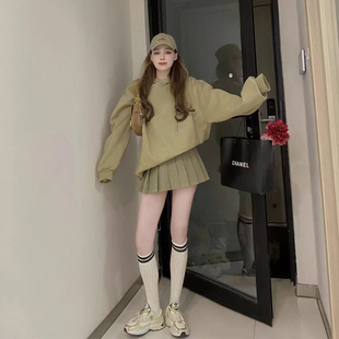 学院风套装女早秋新款时尚活泼俏皮宽松小众卫衣百褶裙两件套洋气