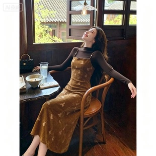 法式时髦吊带裙两件套冬季连衣裙穿搭套装女背心裙高级感2026新款