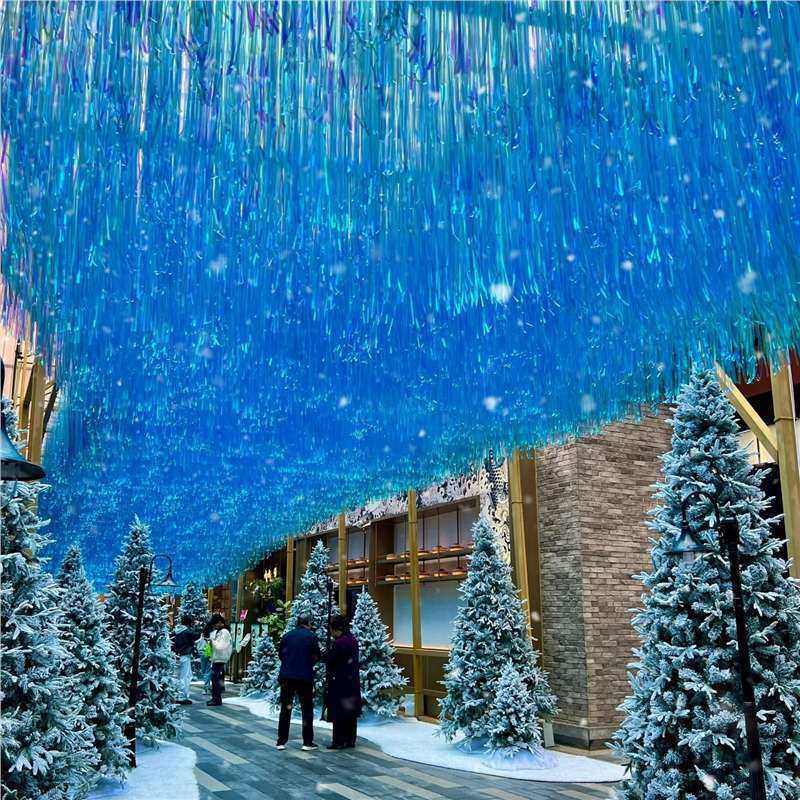 户外天幕流苏雨丝帘吊顶彩带新年景区商业街装饰打卡装饰布置