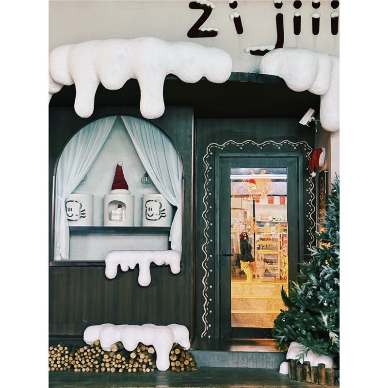新款圣诞装饰雪景造雪屋檐白色雪
