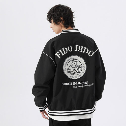 FIDO DIDO 字母Logo徽章刺绣宽松休闲棒球服外套 男女同款