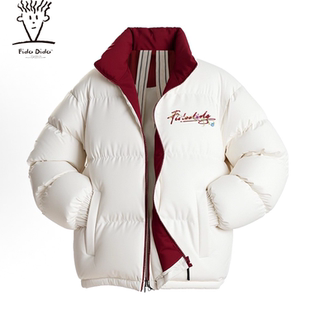 FIDO 冬 DIDO日系撞色字母印花百搭潮流宽松立领加厚保暖休闲棉服