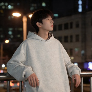 Fido 纯色豹纹情侣连帽卫衣男休闲宽松加绒加厚保暖重磅外套 Dido