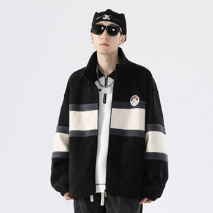 FIDO 撞色拼接logo贴标宽松休闲加绒立领棉服 DIDO