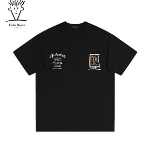 高街重磅豹纹刺绣简约宽松休闲百搭圆领短袖 美式 T恤 DIDO FIDO