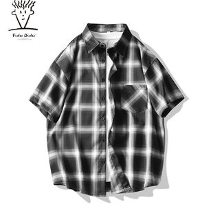 衬衫 短袖 新款 FIDO 港风潮流半袖 格子男士 夏季 宽松休闲衬衣 DIDO