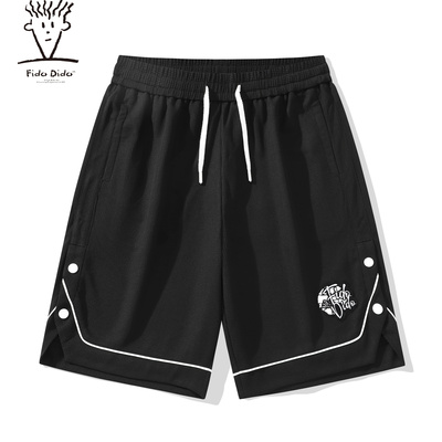 美式潮牌排扣绣标短裤