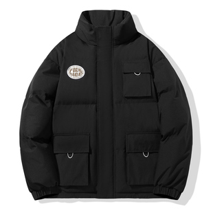 FIDODIDO纯色简约基础百搭宽松休闲立领保暖加厚工装 面包棉服外套