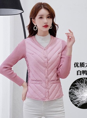 羽绒内胆女修身轻薄上衣内穿中老年打底无领短款保暖妈妈装羽绒服
