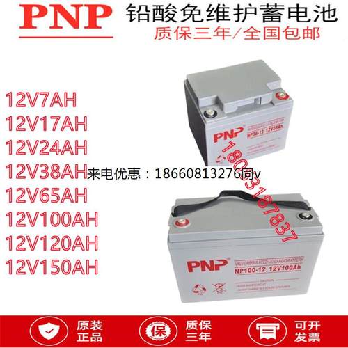 PNP蓄电池NP12V7/9/12/17/24/38/65/100/120/150AH铅酸免维护机房