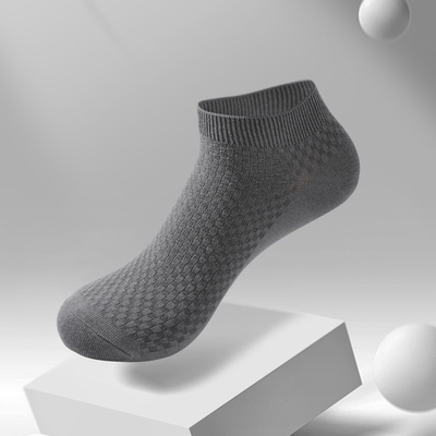 5双男士双针竹纤维提花短袜男袜