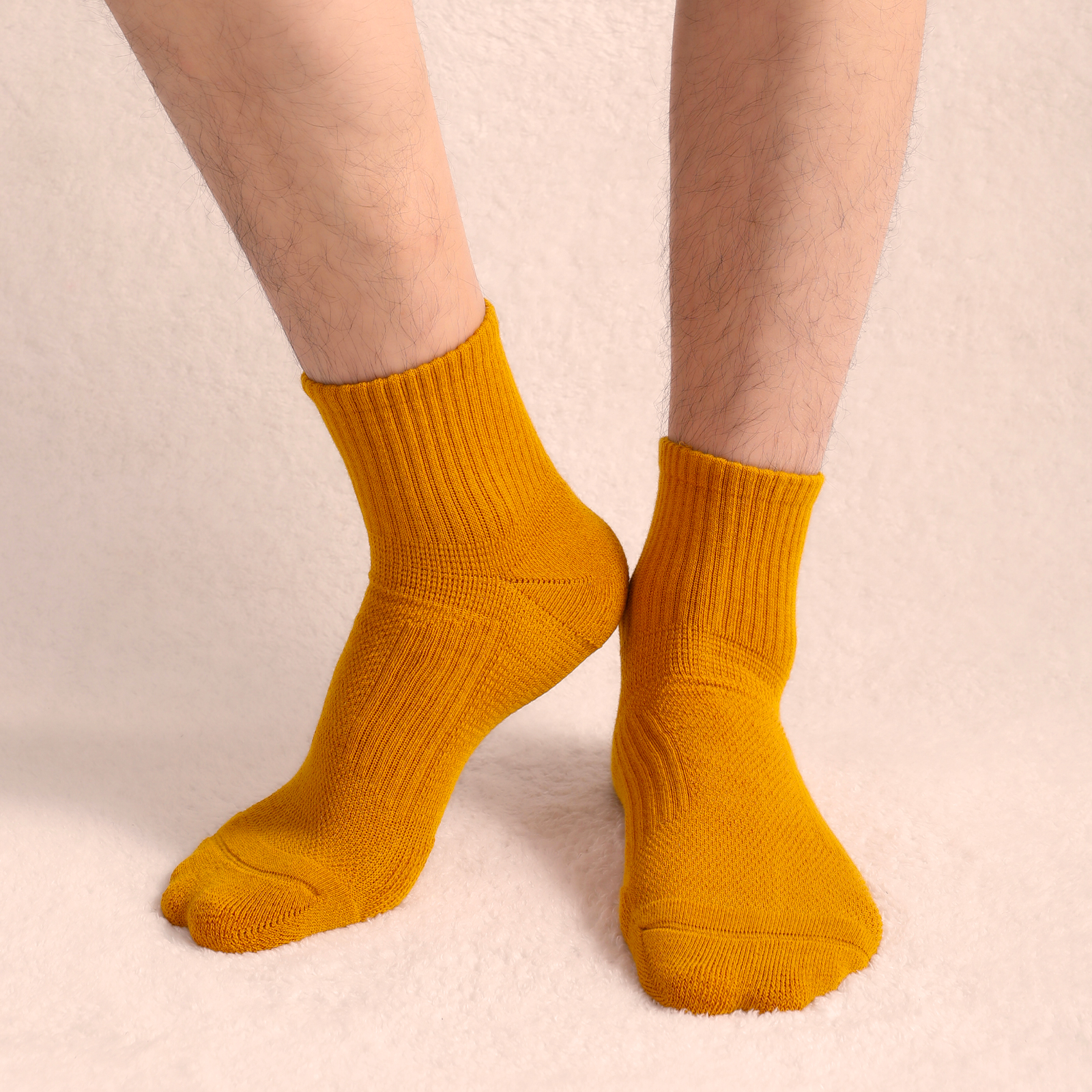 2双男士运动毛圈袜纯色中筒袜子