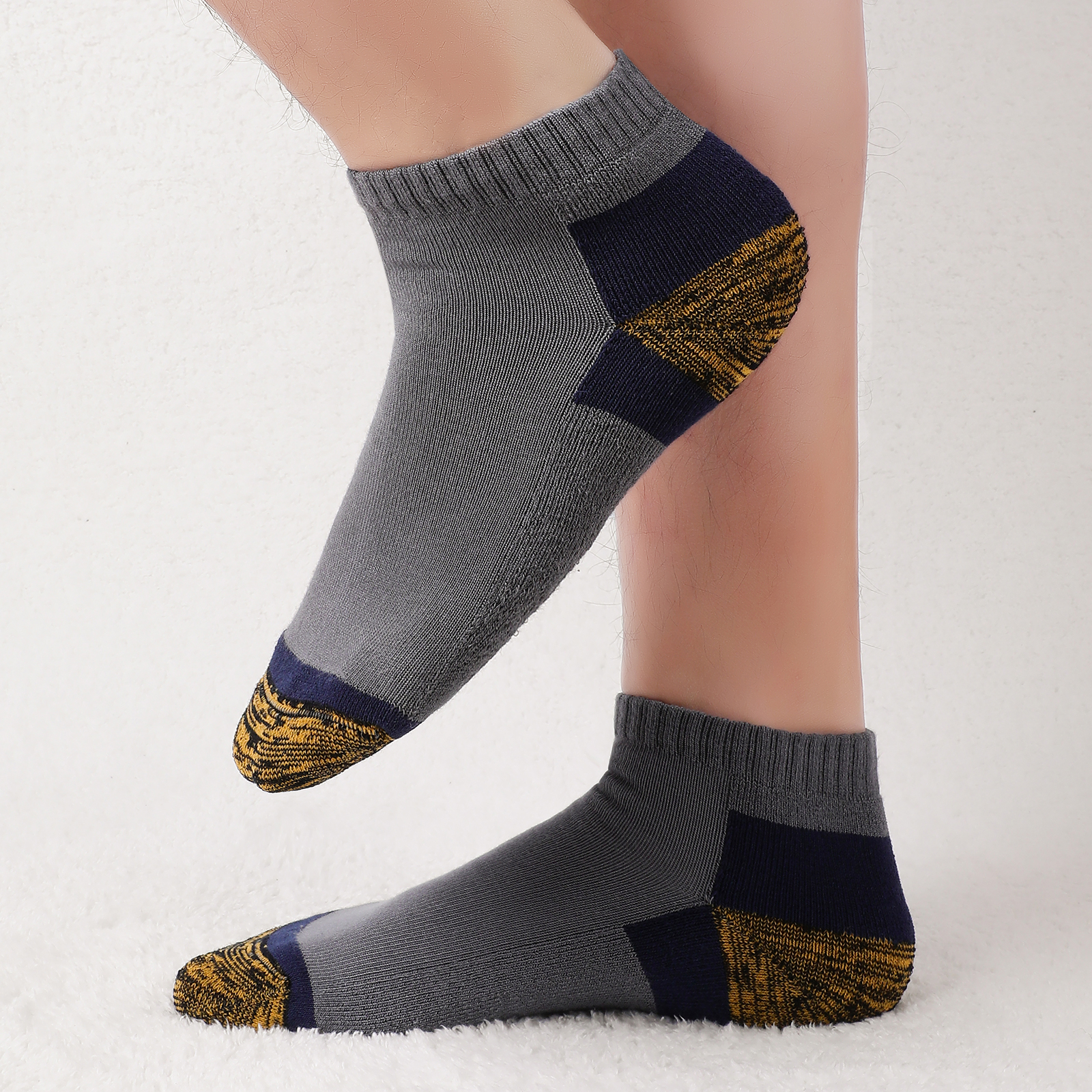 3双春秋季厚款毛圈袜撞色竹纤维