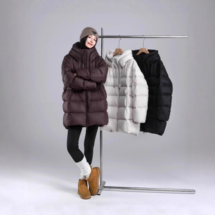 连帽羽绒服 2025年新鸭绒外套冬休闲百搭锁温泡芙中长款 反季 特价
