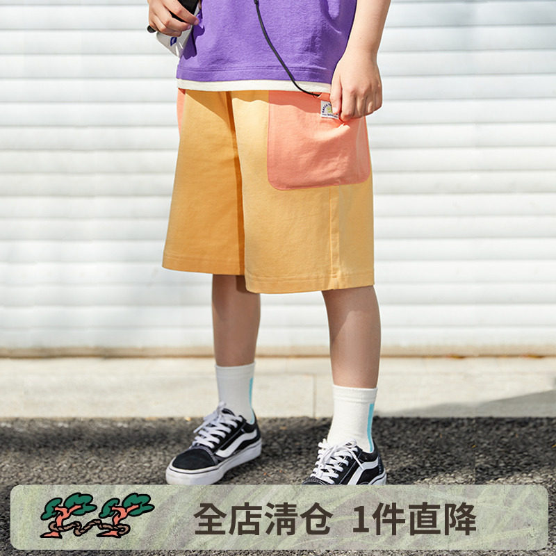 mipo儿童纯棉大口袋运动短裤男女童休闲轻薄夏日活力新款
