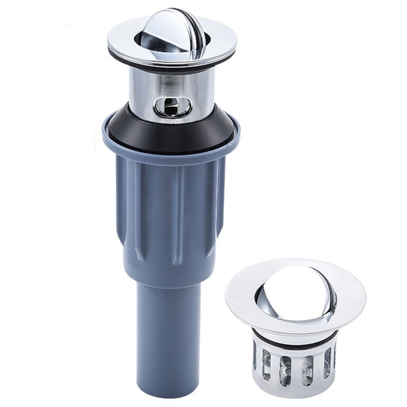 丽雅半钢塑料下水器不锈钢翻板式下水头带提篮过滤毛发台盆落水器