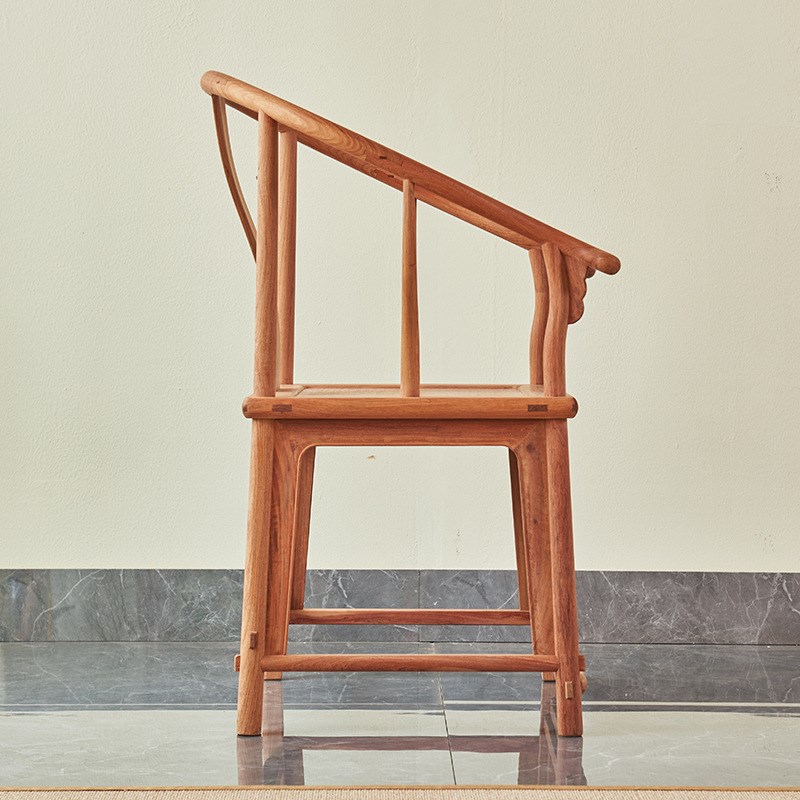 红木家具大果紫檀太师椅素面圈椅休闲靠背椅会客椅缅甸花梨茶椅