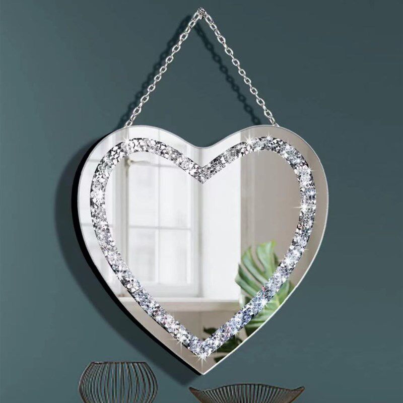 60CM欧式轻奢心形链条挂件试碎钻墙壁客厅装饰热卖浴室镜子