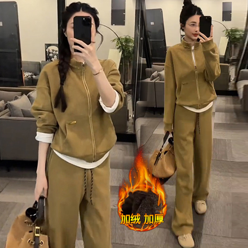 加绒加厚休闲运动套装显瘦两件套