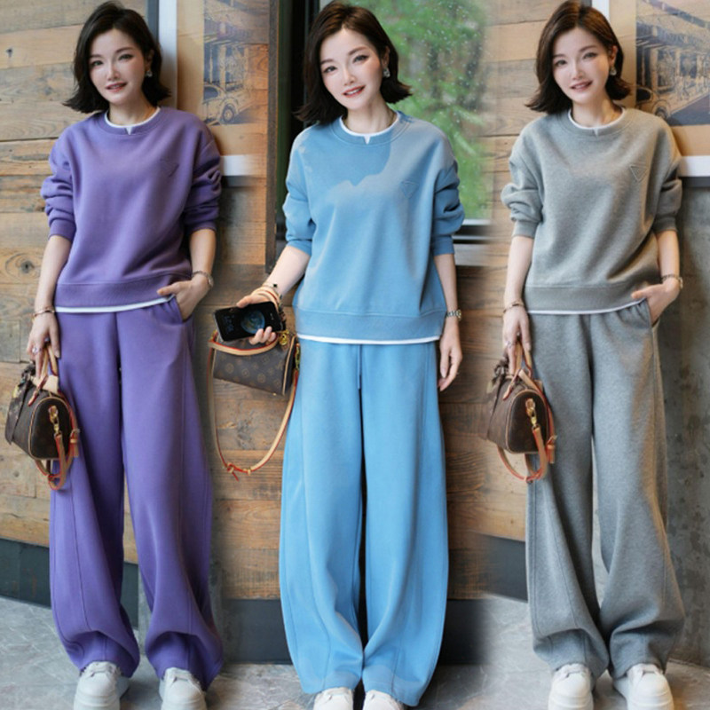 韩版休闲运动套装女2026春季新款时尚宽松假两件卫衣阔腿裤两件套