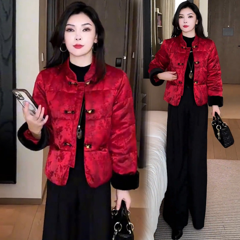 新中式国风盘扣棉服女短款2025冬季新款洋气立领加厚提花棉袄外套,女装/女士精品,棉衣/棉服,淘宝优惠券,粉丝福利购,淘宝优惠卷