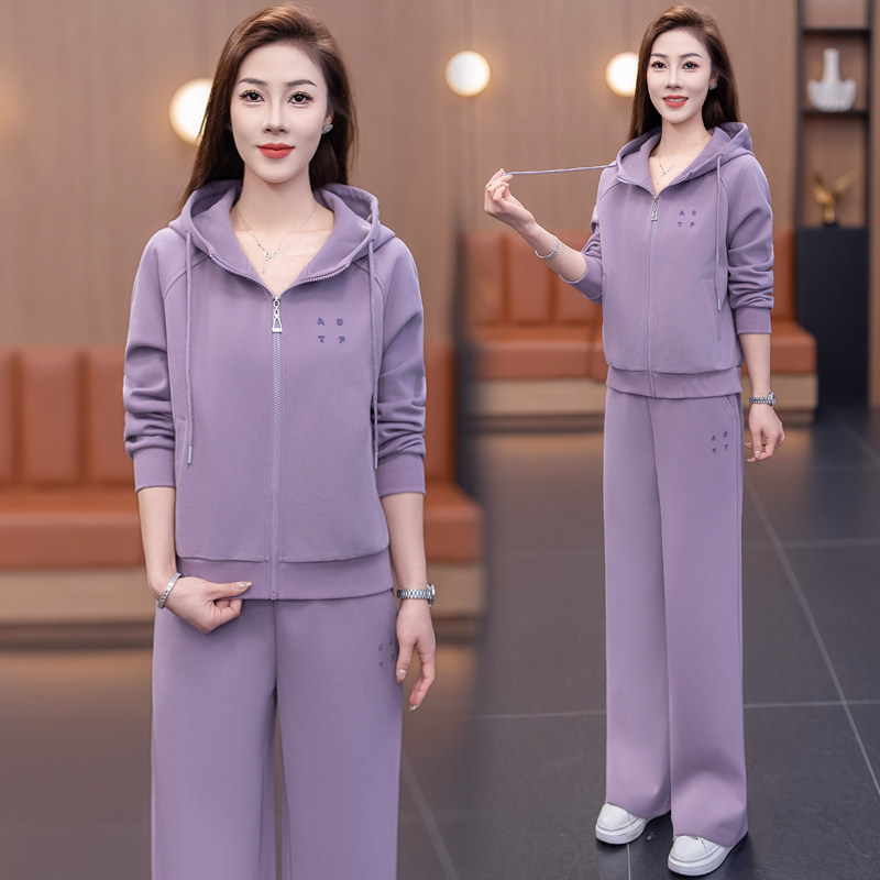 连帽卫衣运动套装女2026年春季新款洋气宽松显瘦休闲跑步服两件套