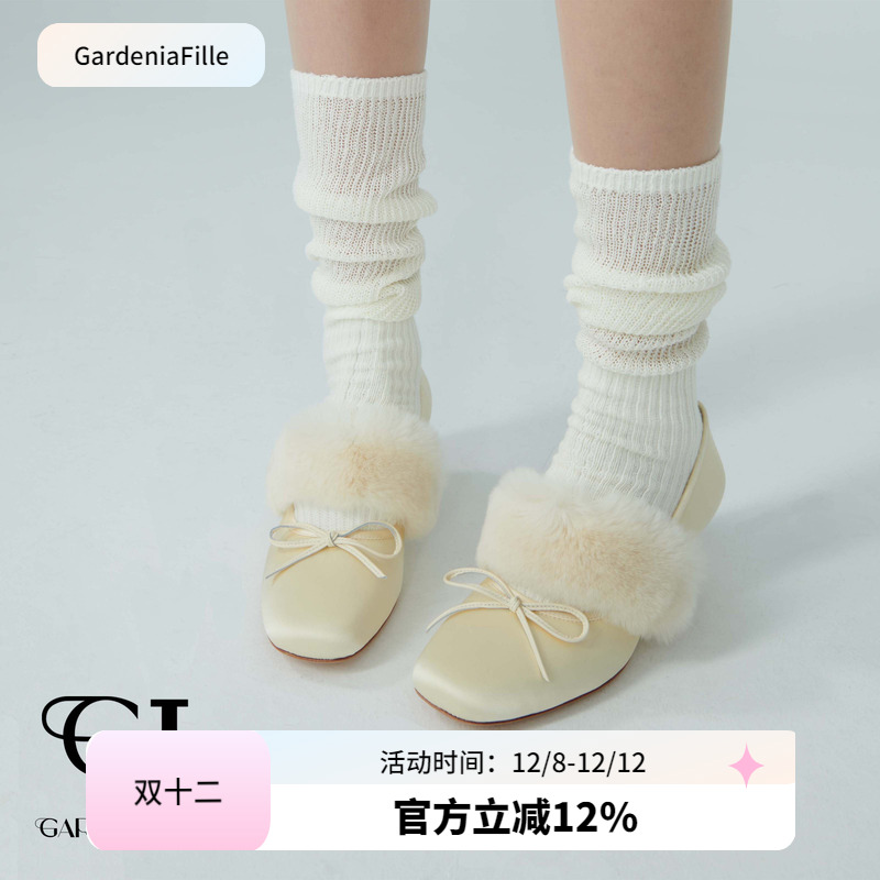 芭蕾缎面甜美玛丽珍獭兔真皮大底