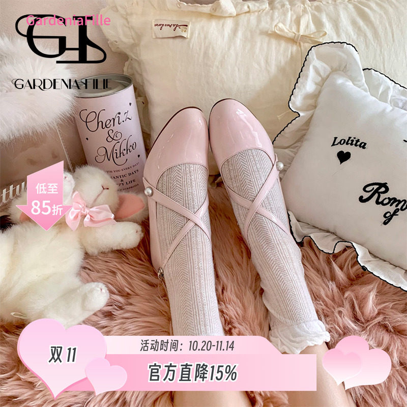 GF珍珠扣交叉带法式玛丽珍女单鞋