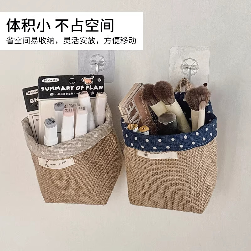 简约收纳袋学生宿舍棉麻布艺储物袋收纳挂袋大容量杂物整理袋子
