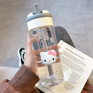 女高颜值tritan塑料耐高温大容量吸管杯学生上学专用 水杯2024新款