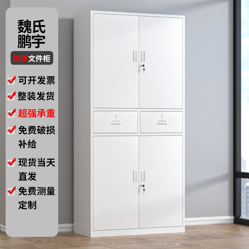 二斗铁皮文件柜办公室钢制资料档案凭证储物车位收纳柜带锁工具柜