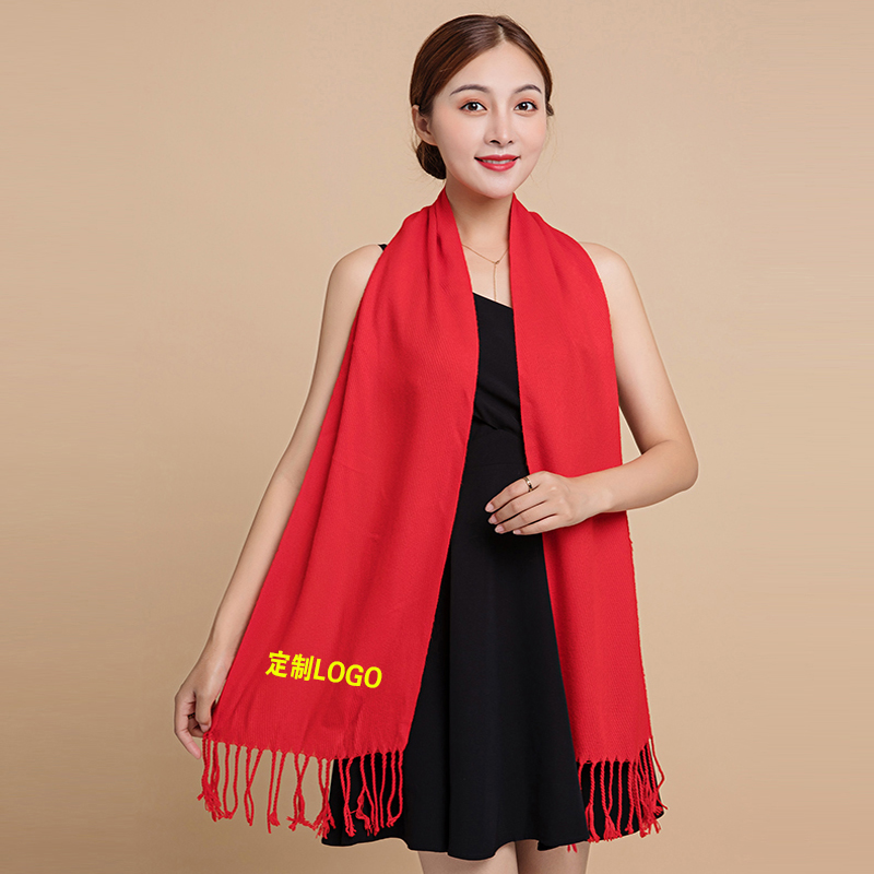 红色围巾定制印logo聚会年会活动