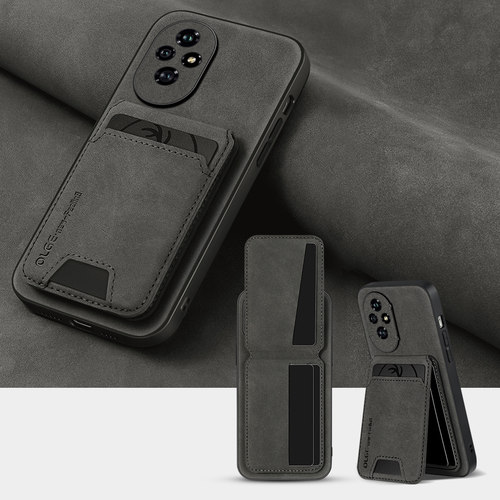 羊巴皮卡包支架适用荣耀200Pro手机壳多功能一体honor200lite新款卡槽钱包收纳200por全包防摔高档皮纹男外壳