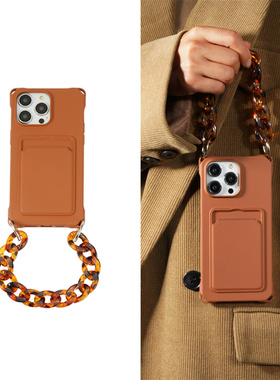 液态卡包适用苹果16promax手机壳手链iPhone15pro四角开孔外壳14plus防丢xr挂绳13防摔12mimi保护套11pro插卡