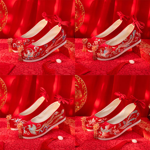 足达鞋店红色婚鞋古风秀禾鞋布鞋