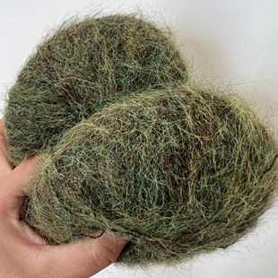 西班牙长毛绒真丝马海毛细线羊绒配线伴侣线豆蔻绿色苔藓绿毛线团