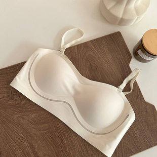 可拆无肩带内衣女小胸聚拢防滑隐形抹胸无钢圈薄防走光无痕文胸罩